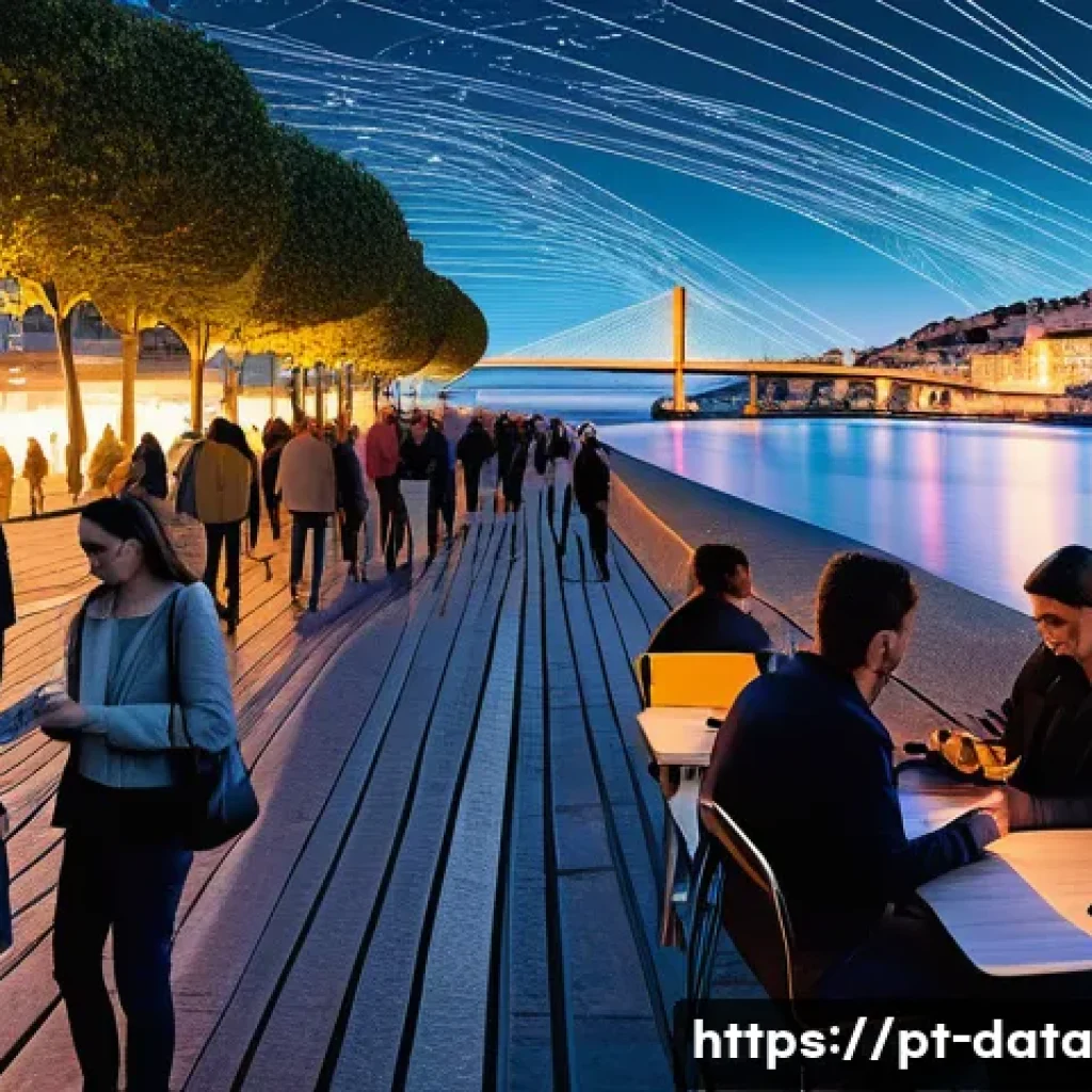 그래프 데이터베이스를 통한 소셜 네트워크 분석 - **Prompt 1: The Social Web of Portugal**
"A vibrant, high-angle panoramic shot of a bustling Por...