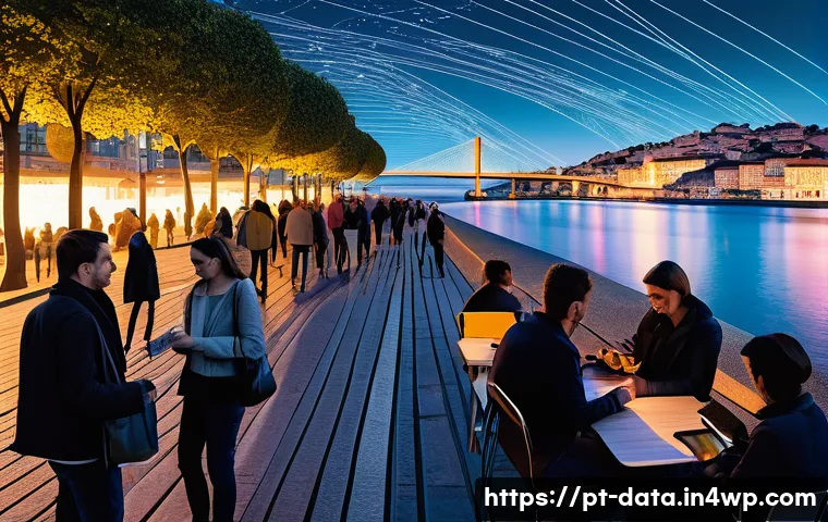 그래프 데이터베이스를 통한 소셜 네트워크 분석 - **Prompt 1: The Social Web of Portugal**
"A vibrant, high-angle panoramic shot of a bustling Por...