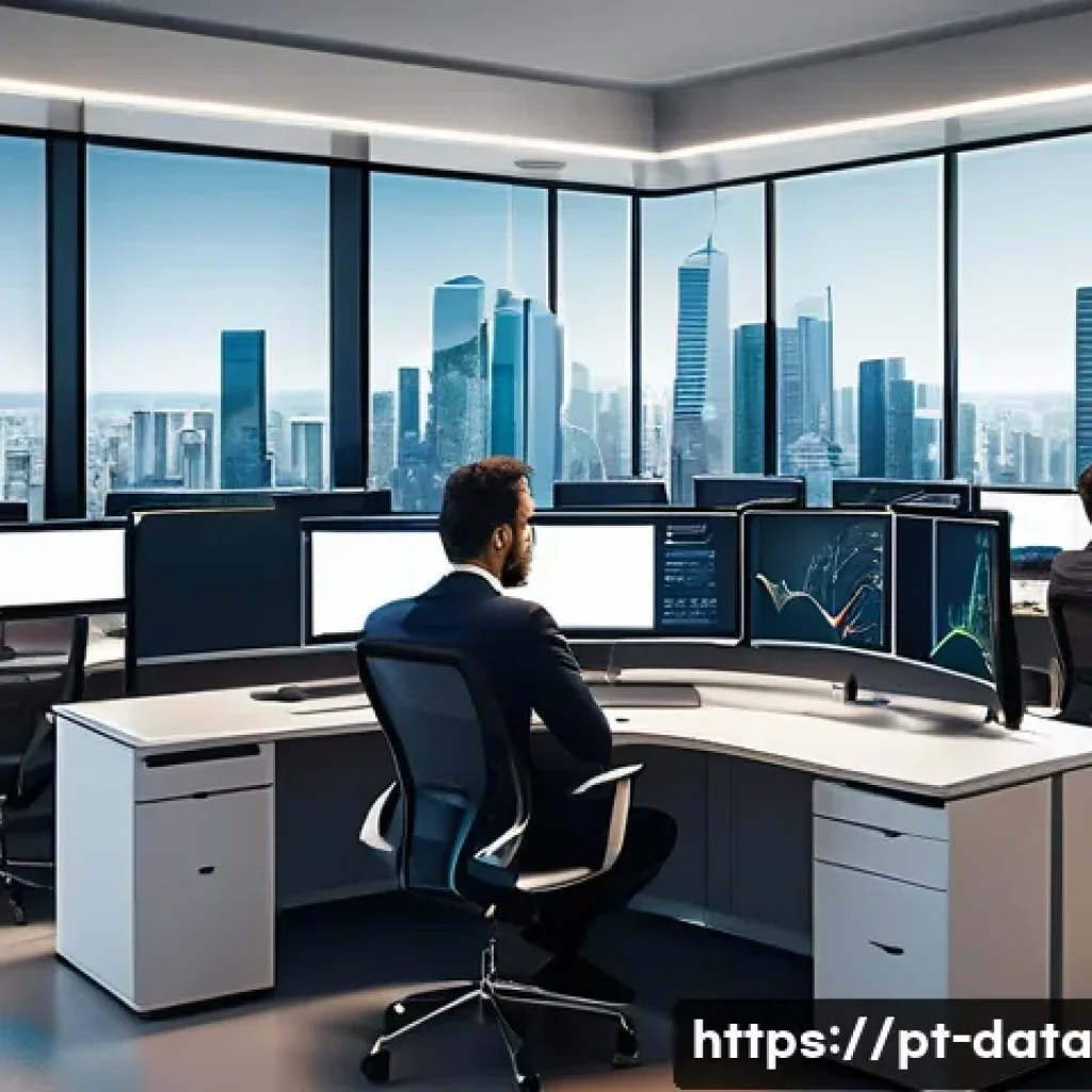 기업 내 데이터 연결성을 높이기 위한 그래프 데이터베이스 활용 - A detailed, vibrant digital illustration of a corporate data analyst workspace featuring multiple la...