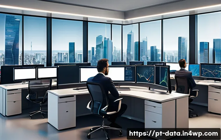 기업 내 데이터 연결성을 높이기 위한 그래프 데이터베이스 활용 - A detailed, vibrant digital illustration of a corporate data analyst workspace featuring multiple la...
