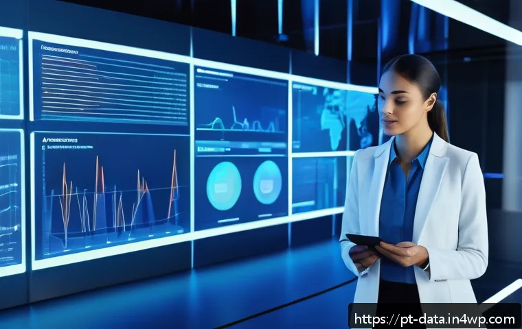 그래프 데이터베이스와 클라우드 서비스의 통합 - A futuristic data center environment showcasing a cloud-based graph database system in action, with ...