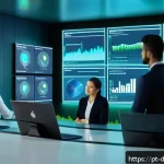 Home 18 고객 세분화를 위한 그래프 데이터베이스 적용 사례 - A modern digital marketing control room featuring a large transparent screen displaying an intricate...